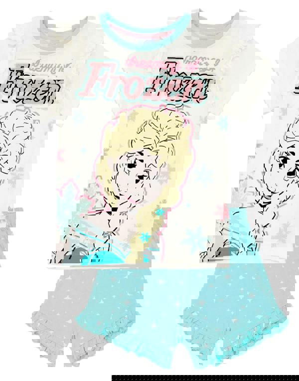 Disney Frozen Girls Multicoloured Top Front Frozen Print Short Sleeve Short Leg Pyjama Set