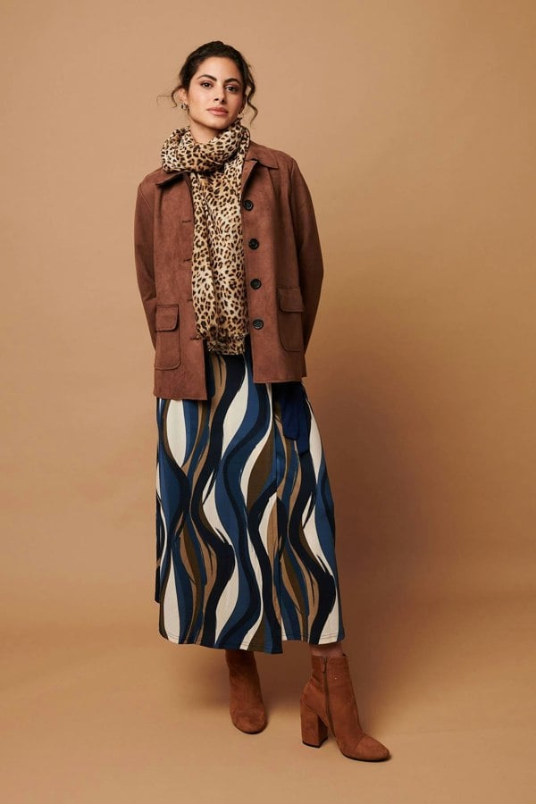 Brown | Animal Printed Relaxed Shawl Scarf
