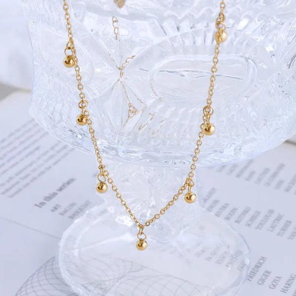 Elk & Bloom Tiny 14K Gold Beaded Drop Satellite Anklet