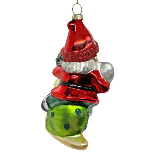 Ferncrest Trading Garden Gnome on a Snail Christmas Tree Bauble