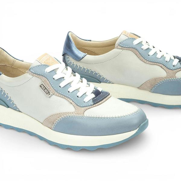 Arrecife - Women's Denim Blue Leather Lace Up Sneakers - Pikolinos - 5