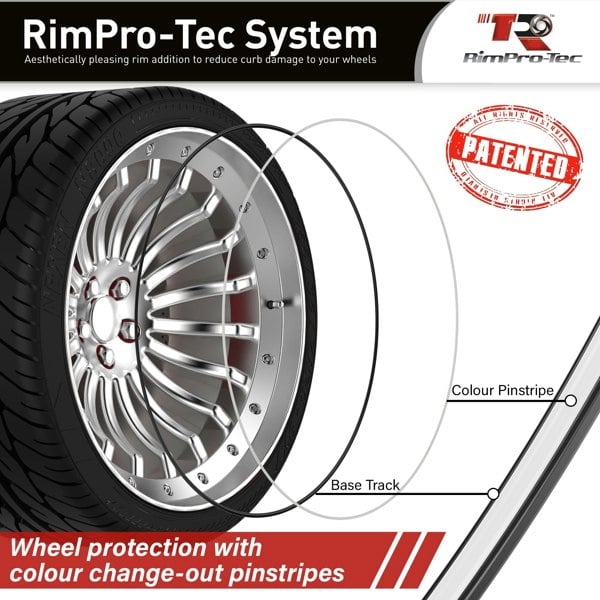 RimPro-Tec Group 4x Black Base's 4x White Pinstripe's / RimPro-Tec® Wheelbands™ car wheel styling kit