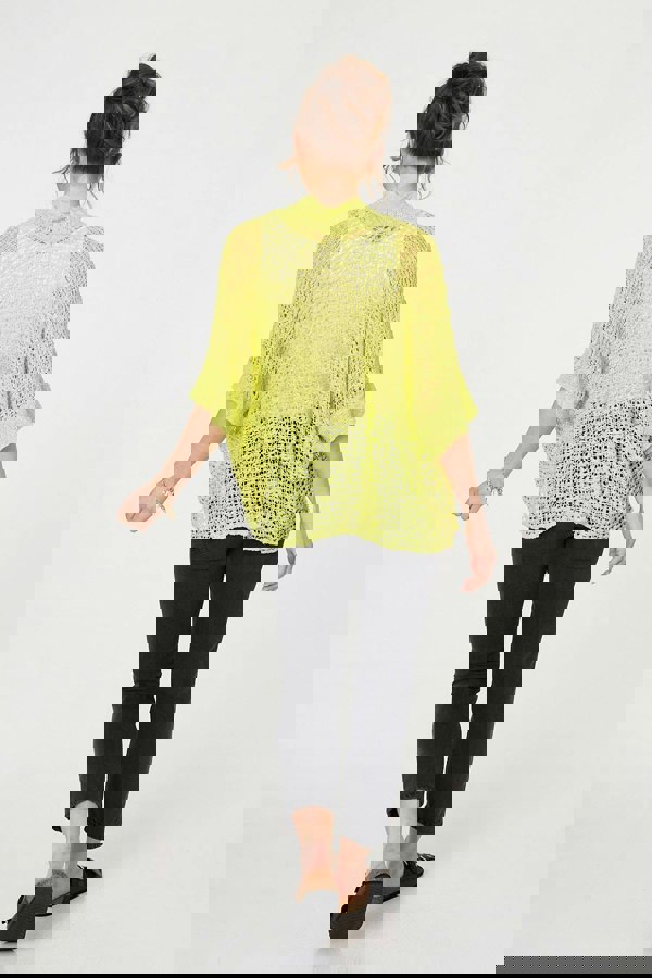 Green | Crochet Knit Texture Waterfall Cardigan
