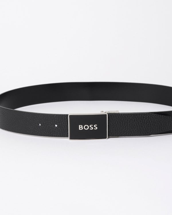 BOSS Orange Icon-M Mens Leather Belt - Black 001