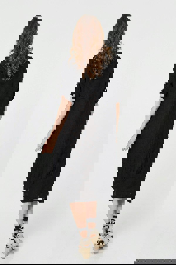 Black | Oversized 3/4 Sleeve Midi Dress