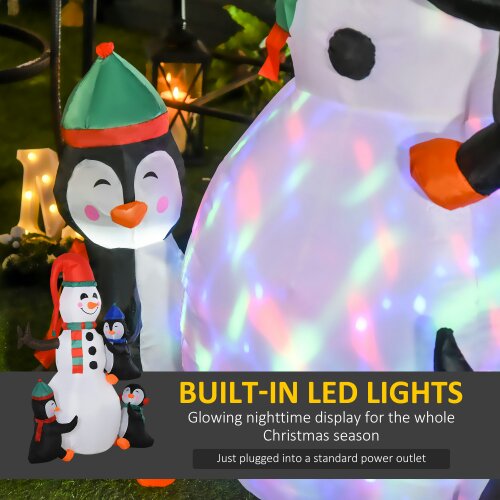 HOMCOM Inflatable Three Cute Penguins Building Snowman Christmas Lighted 6ft