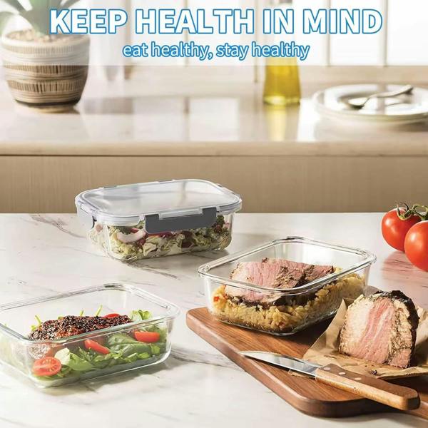 Dyzi 10 Pack Glass Food Storage Containers Airtight Locking Lids 7.05L Set