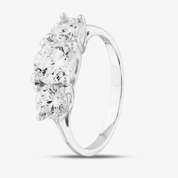 T. H. Baker Sterling Silver Brilliant Cut Cubic Zirconia Three Stone Ring S2116