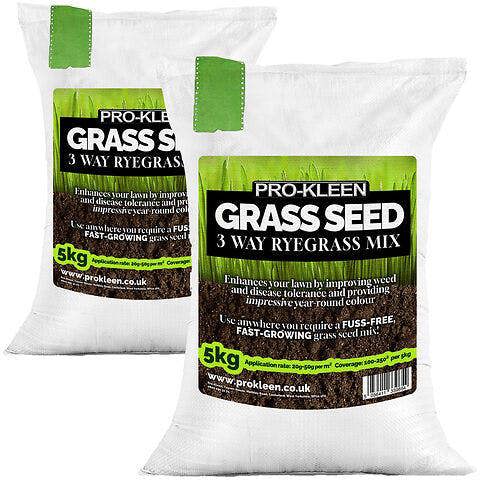 ProKleen Pro-Kleen Grass Seed 3 Way Ryegrass Mix 10kg Premium Lawn Seed Hard Wearing Fast Germination