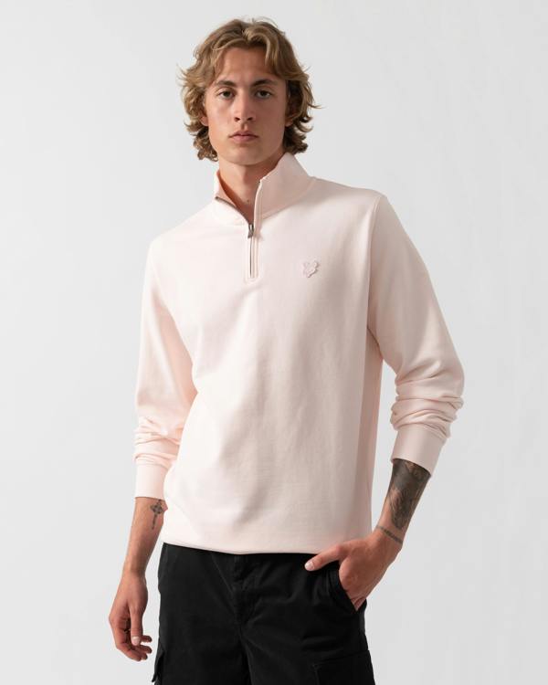Lyle & Scott Superfine Mens Quarter Zip Sweatshirt - W488 Light Pink