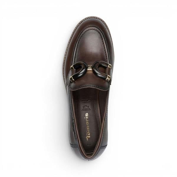 Tamaris Women's Brown Leather Loafer Comfort Shoes - 24740-47