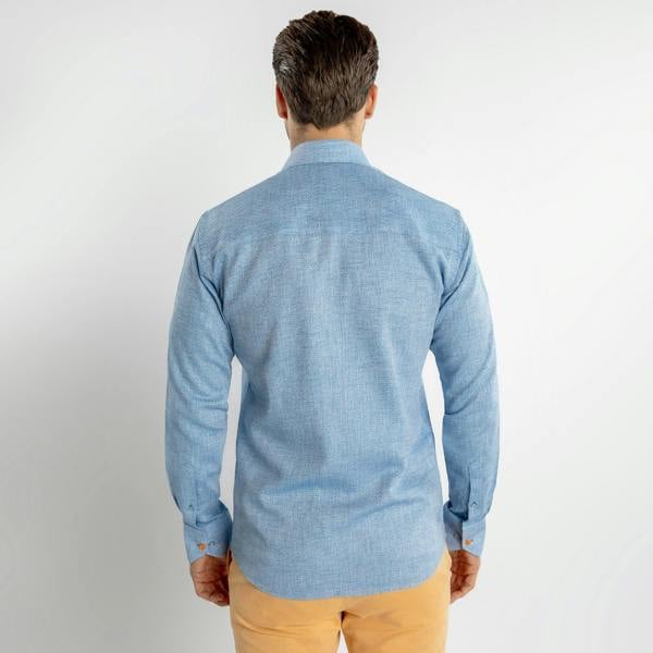 KNITTED  CLASSIC JACQUARD SHIRT WITH MULTICOLOURED STRIPE INSERT - Premium Men's Patterned Shirt by Claudio Lugli | Bold Design, Tailored Fit, Best Printed Shirts