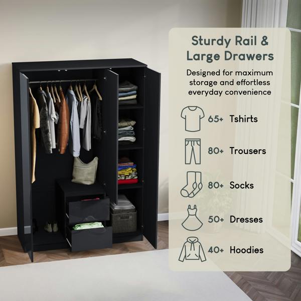 Vida Designs Glinton 3 Door 2 Drawer Wardrobe