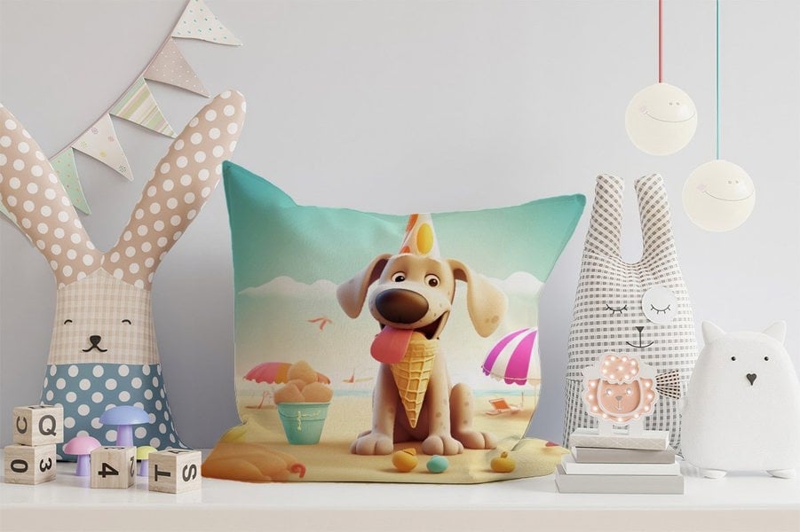 Warren Reed Dog On A Beach Holiday Cushions