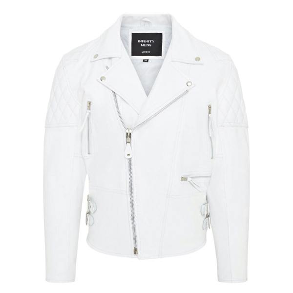 Infinity Leather Mens Cowhide Leather Brando Biker Jacket - Garland
