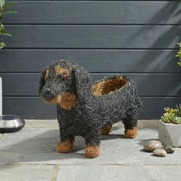 Garden Greatness Natural Rustic Dachshund Dog Planter