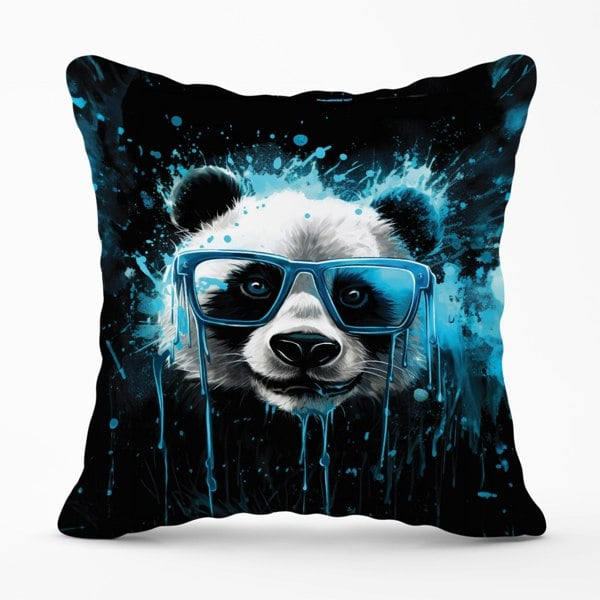 Warren Reed Blue Splashart Panda Face Cushions