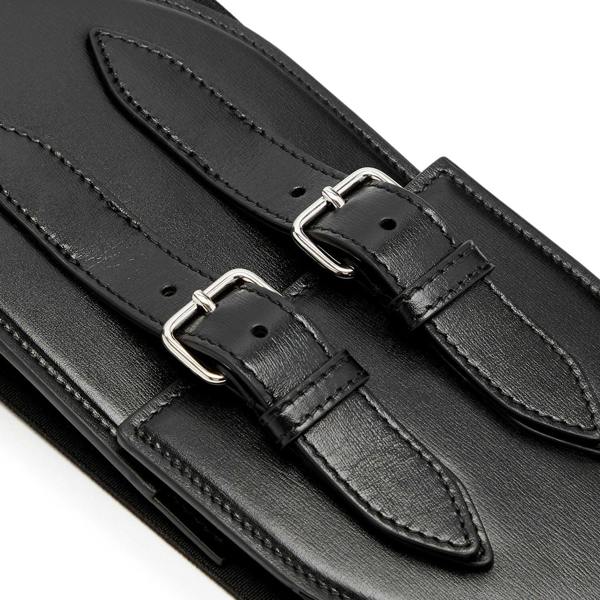 Alaïa Black Wide Elastic Waist Belt with Double Leather Buckle
