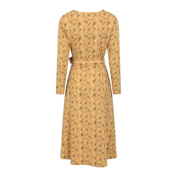 Mountain Warehouse Women's Santorini Floral Long-Sleeved Midi Dress - Mustard