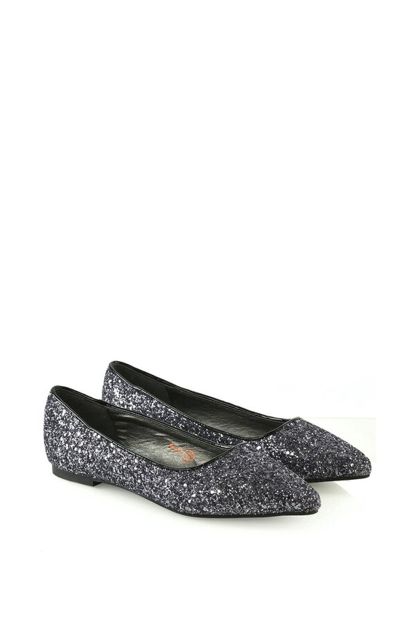 XY LONDON Statement Pointed Toe Flat Bridal Ballerina Pump Shoes