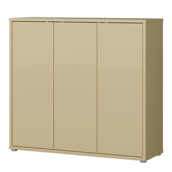 Furniture To Go Alice Springs Shoe Cabinet with 3 Doors Push-to-Open in Butter Yellow