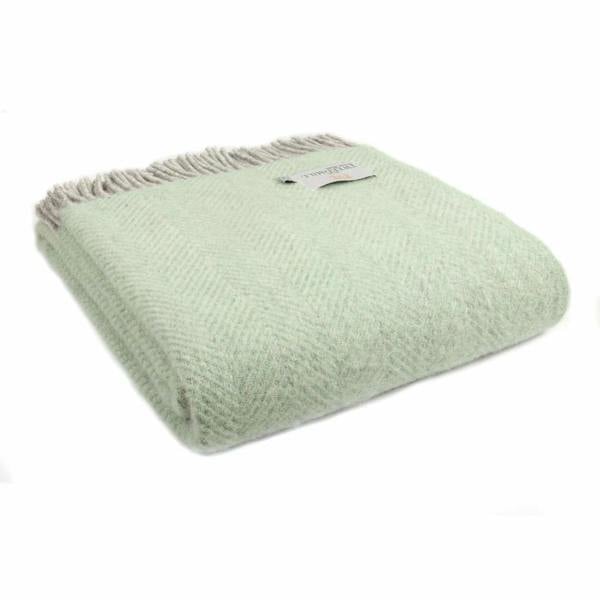Lifestyle Herringbone Throw - 150x183cms - Silver Grey & Laurel Green