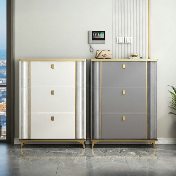 Ayling Shoe Storage, White and Grey-Rit Concept-Rit Concept