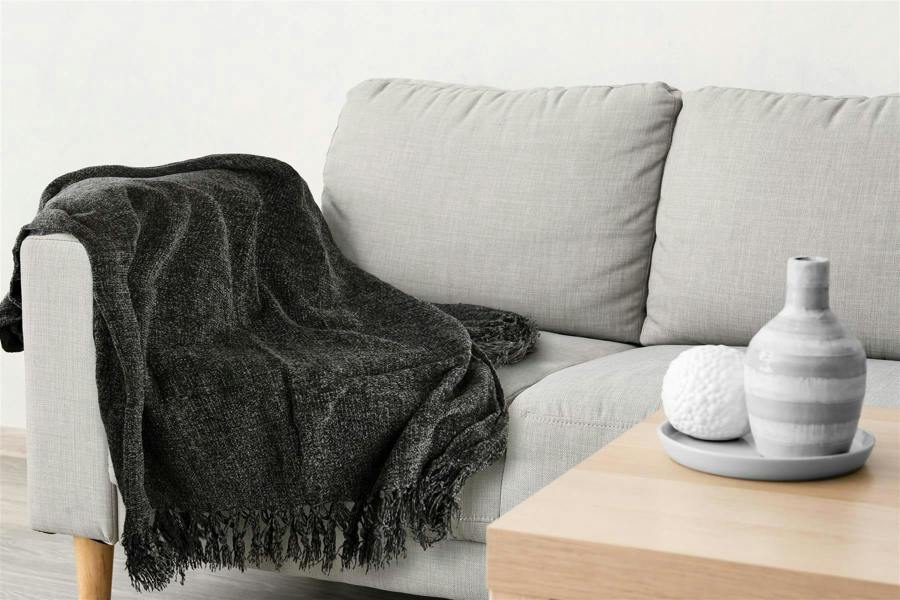 Darcy Tassel Charcoal Throw 50x60"