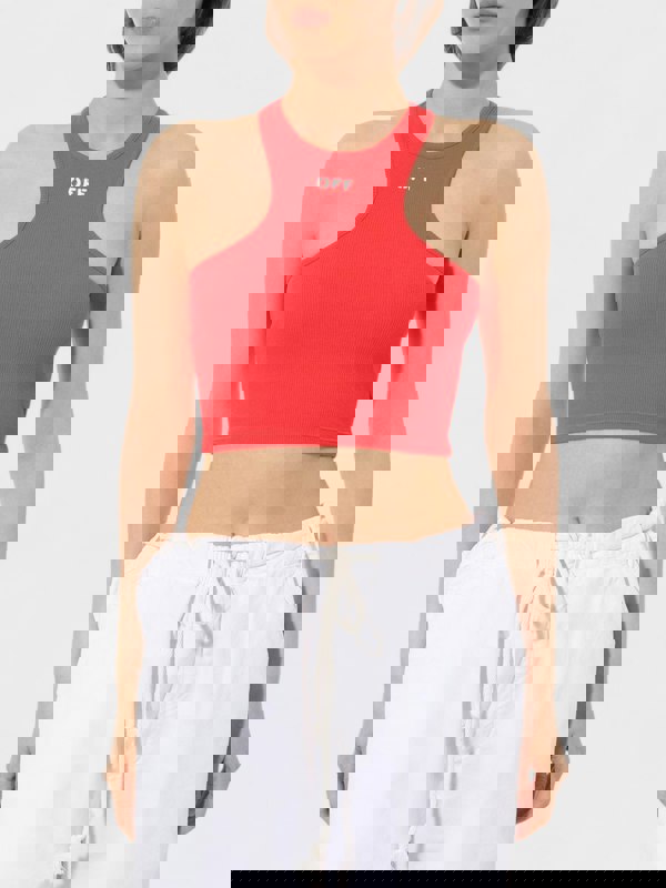 Off-White Off Stamp Ribbed Rowing Top Red