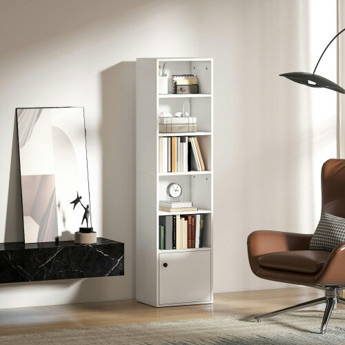 Wyld Haus Vari Wooden White Tall 6 Tier Bookcase 156cm