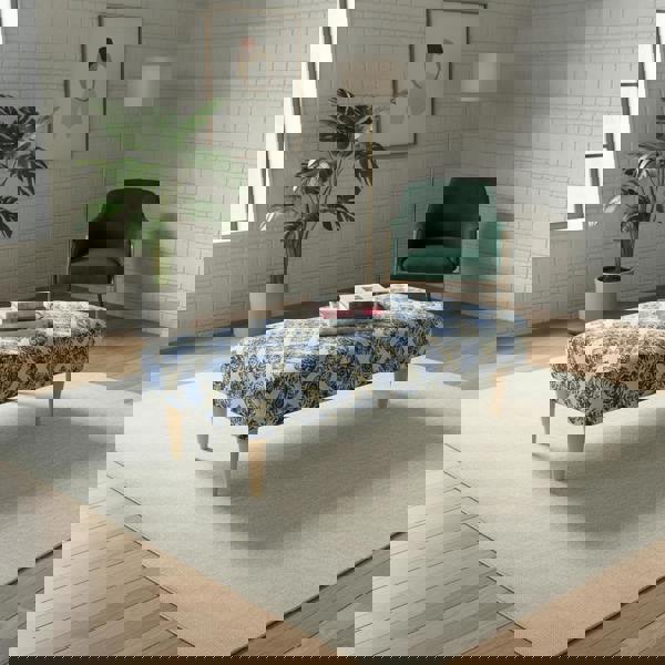 Multi-functional stitched detail pouffe bench for seating and coffee table use