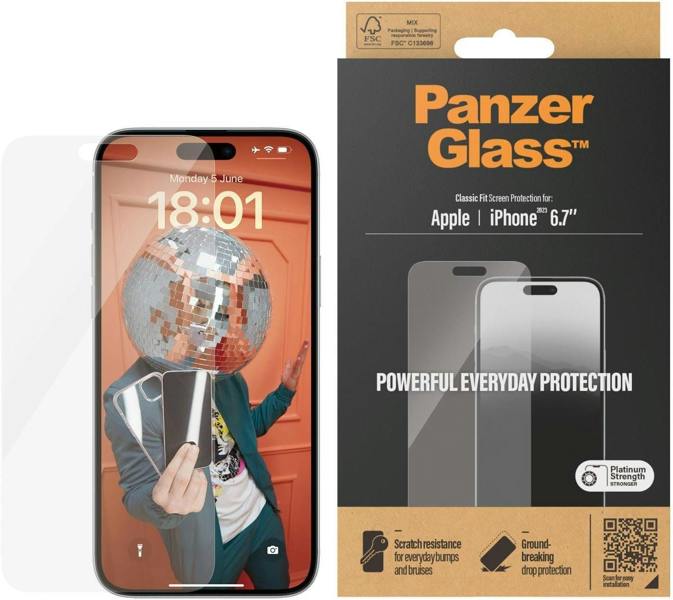 PanzerGlass Panzer Glass Classic Fit Screen Protection for iPhone 15 Plus 6.7" - 2807