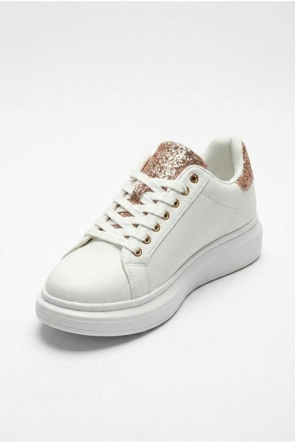 Sophie Womens Classic Platform Trainers - Gold