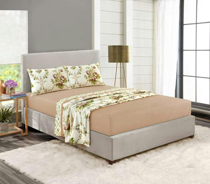 Olivia Flannelette Sheet Set - Natural - Double