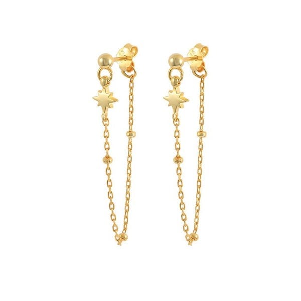 Gold Trip Star Chain Drop Earrings