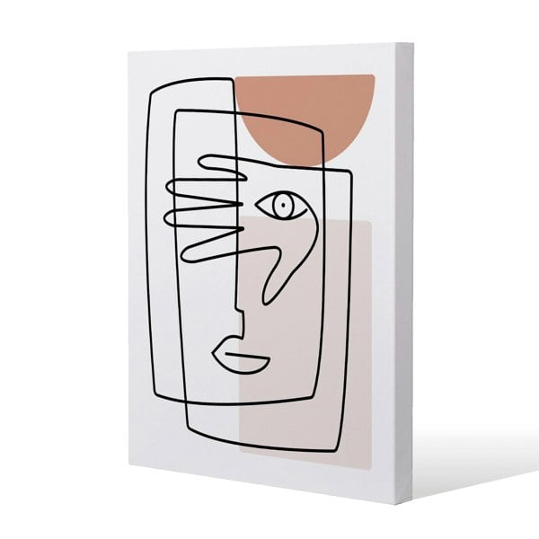 Benjamin Tate Design line drawing of face and hand Slim Style Canvas Print  75x100cm , 15mm Slim Real wood.