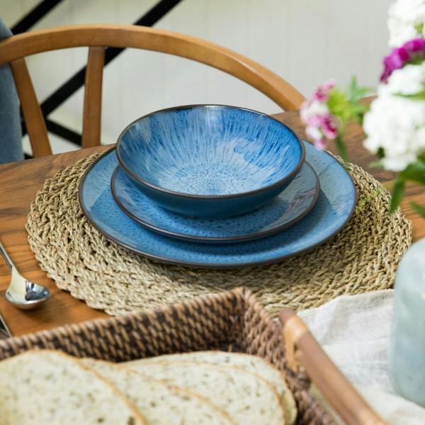 Scandi Home Havn Ceramic Cereal Bowls, Set of 4, Blue Reactive Glaze