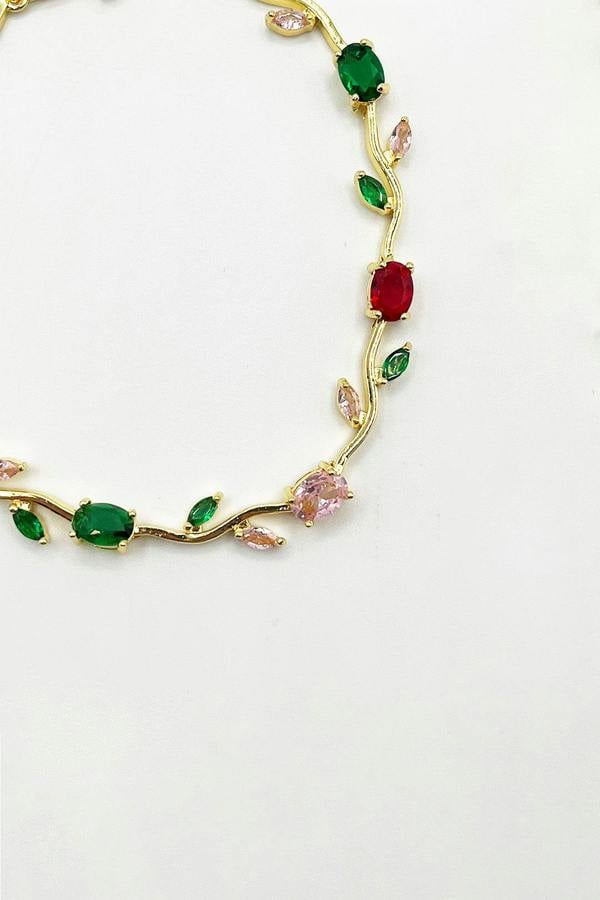 SVNX Floral Crystal Gold Bracelet
