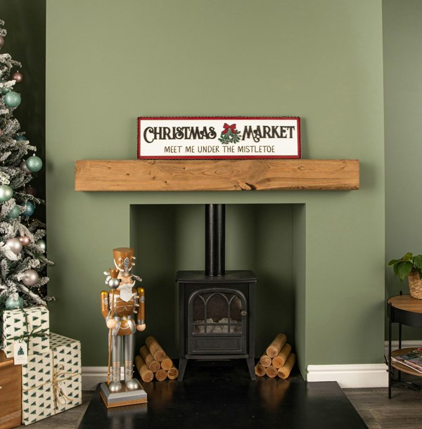 Samuel Alexander 82cm White Wooden Christmas Market Hanging Sign
