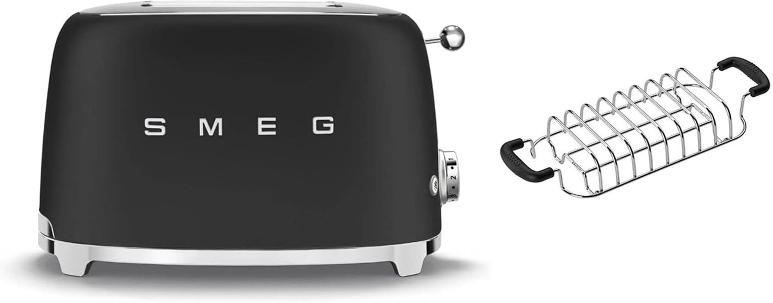 Smeg TSF01 Matte 2 Slice Toaster + TSBW01 Bun Warmer Bundle