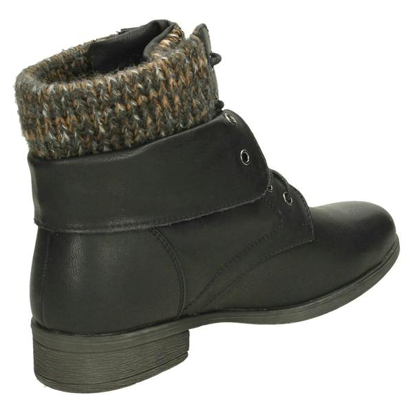 Spot On Ladies Spot On Mid Heel Lace Up Ankle Boots