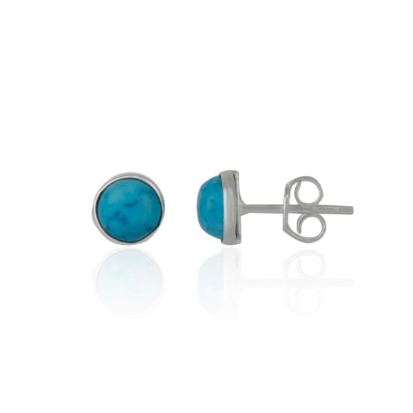 Spero London Blue Turquoise Dome Sterling Silver Stud Earrings