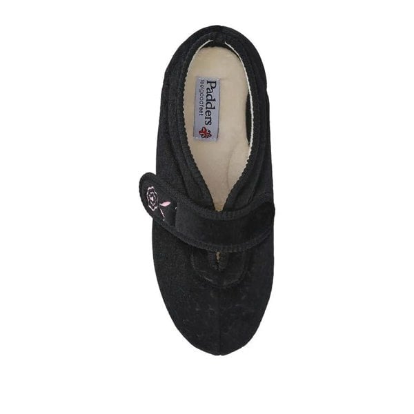 Padders CAMILLA Womens (2E Fit) Touch Fasten Slippers Black