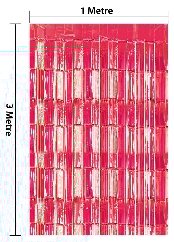 Cheetah Metallic Tinsel Curtain, 3M x 1M Red