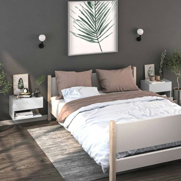 Berkfield Wall-mounted Bedside Cabinets 2 pcs White