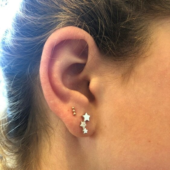 Reeves & Reeves Sterling Silver Trio Star Pavé Studs