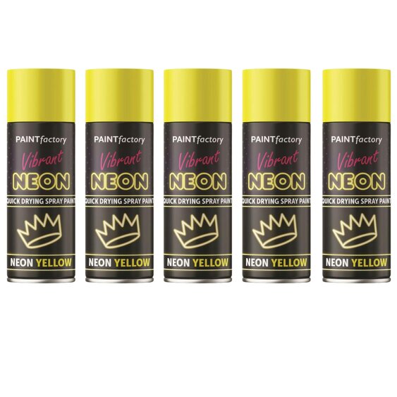 Paint Factory 5X  Fluorescent Neon Yellow Spray Paint 200ml