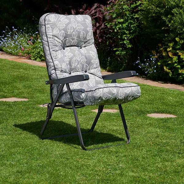 Deluxe Garden Recliner Chair with Cushion - Foldable Outdoor Lounger The Garden Furniture Shop