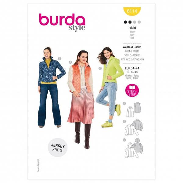 Burda Sewing Pattern 6114 Jackets and Waistcoats For Women, 34 to 44 - Easy