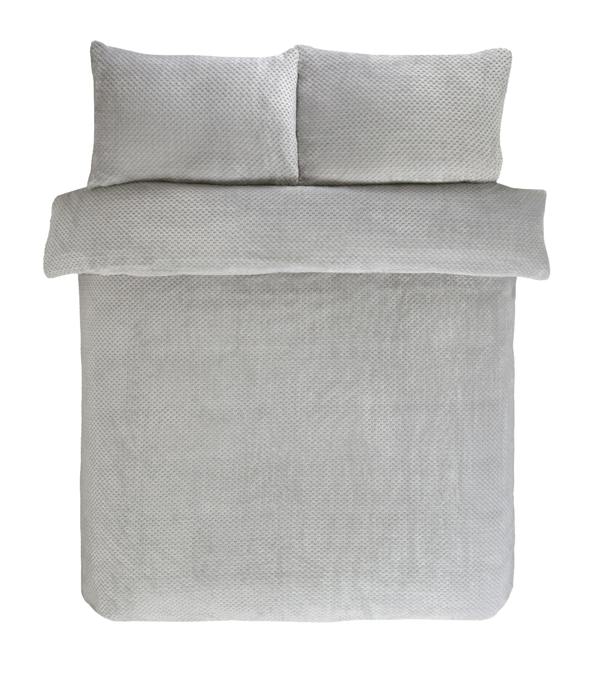 Smart Living Waffle Fleece Duvet Cover With Pillowcases - Silver